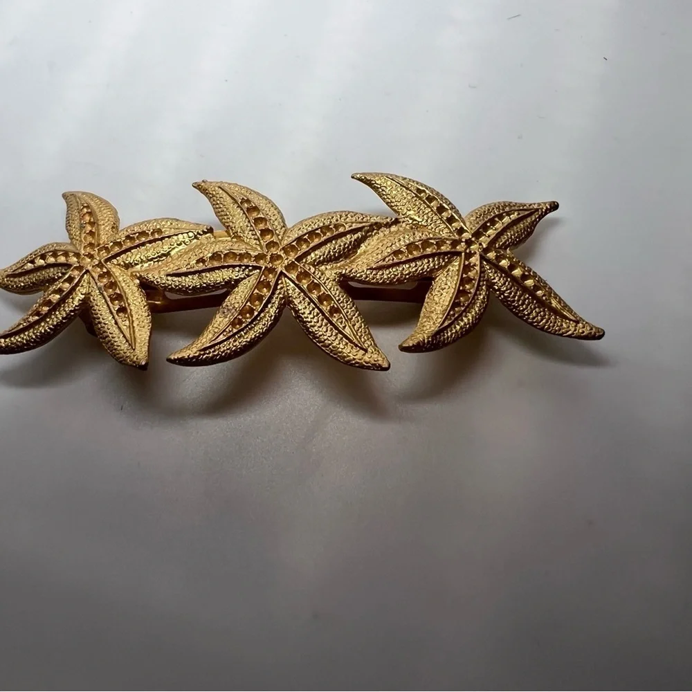 Vintage Starfish Gold Plated Hair Brooch